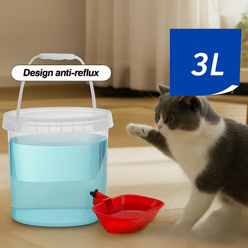 Seau Distributeur d’Eau pour Chats – 3 Litres